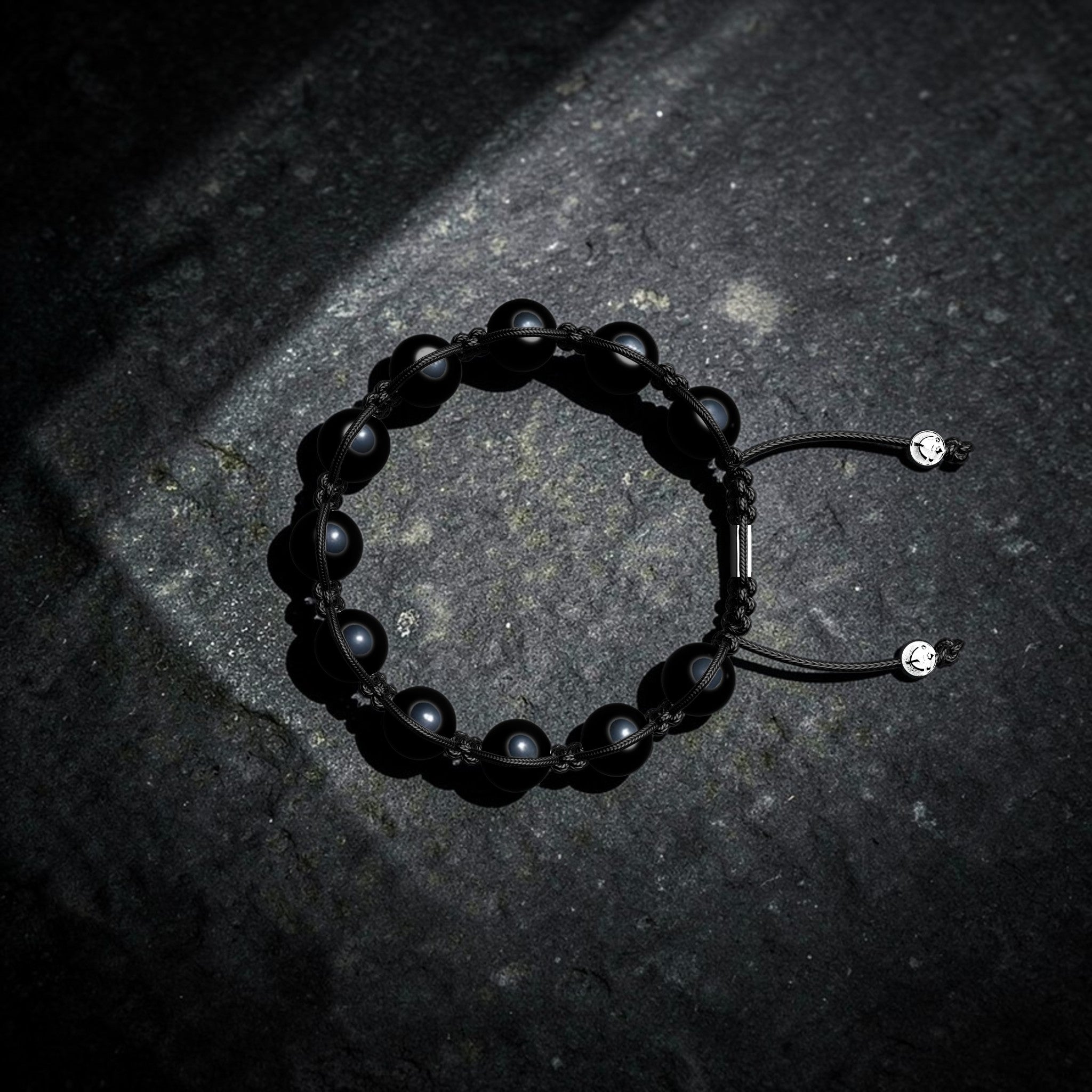 Schwarzes Onyx-Armband für Herren