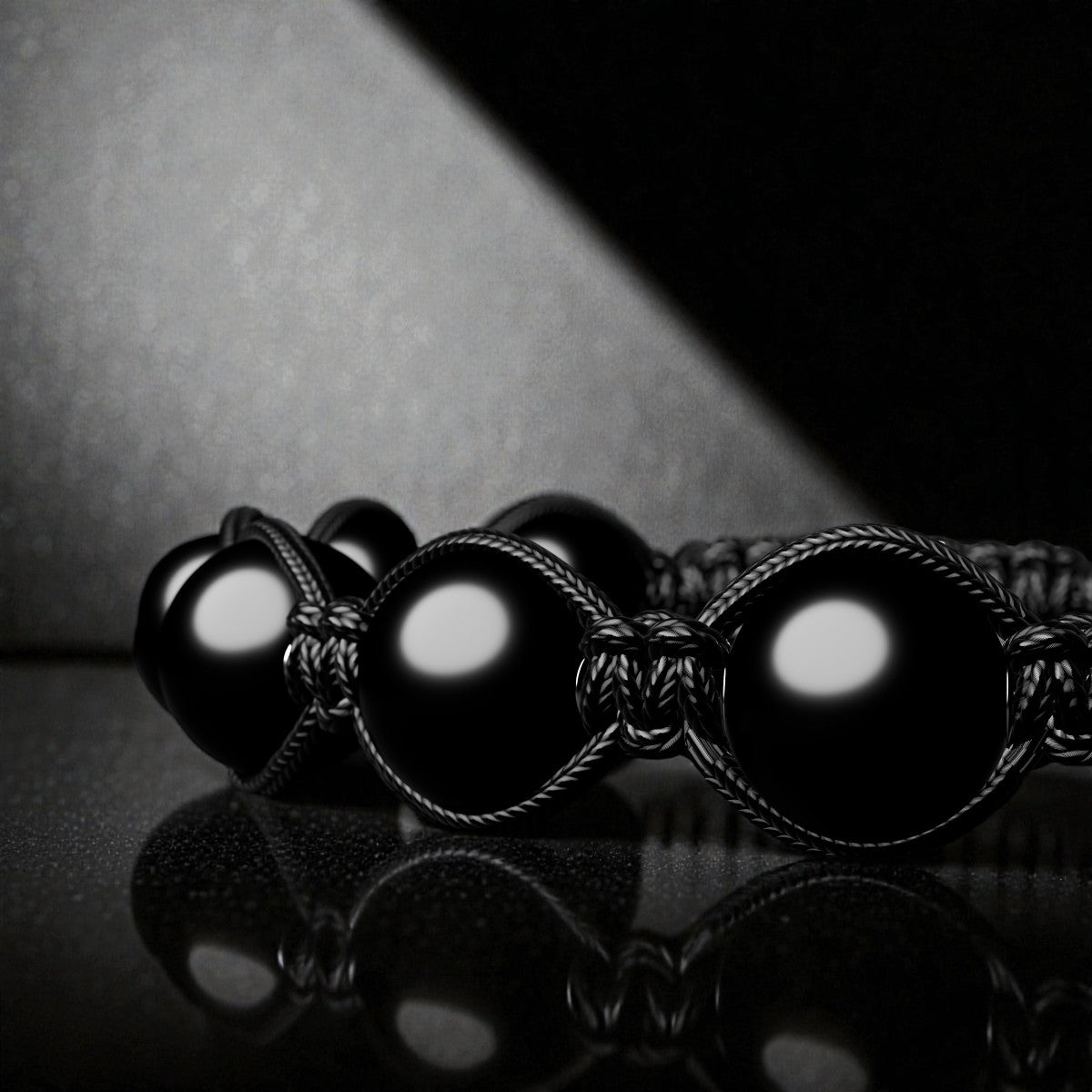 Schwarzes Onyx-Armband für Herren