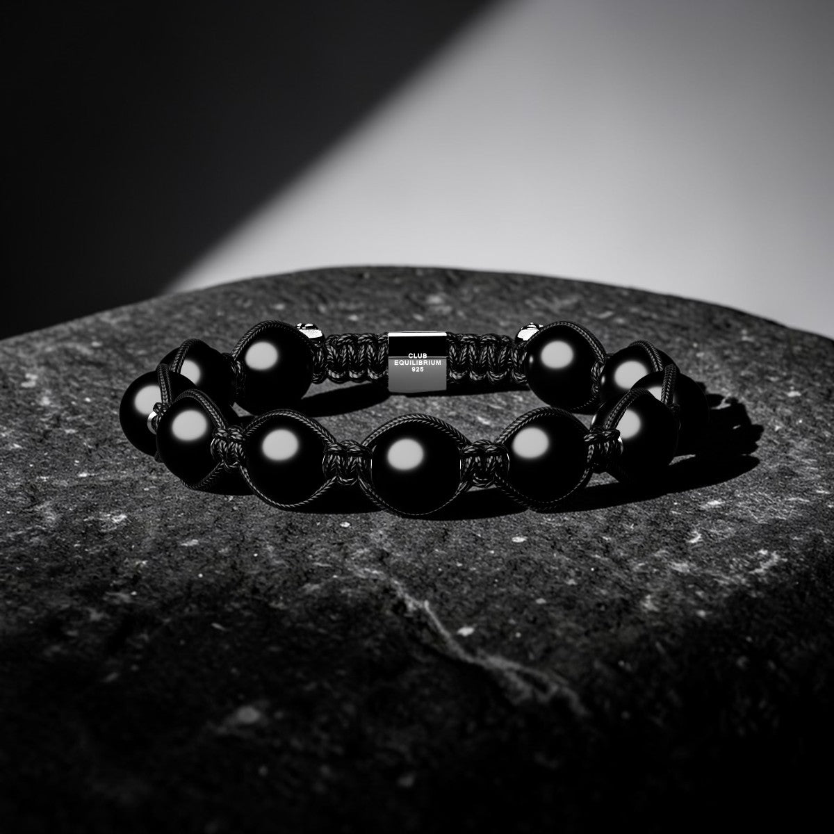 Schwarzes Onyx-Armband für Herren