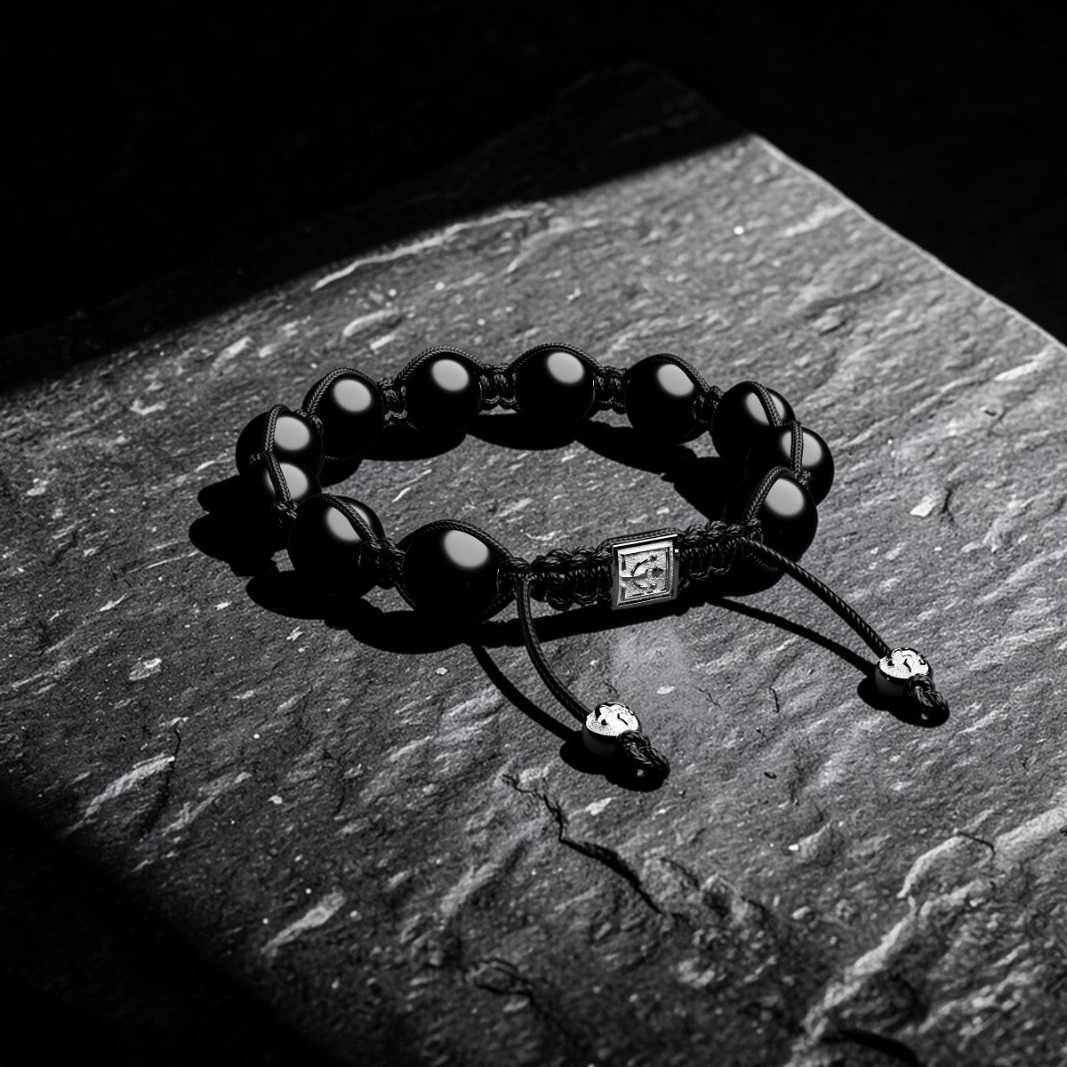 Schwarzes Onyx-Armband für Herren