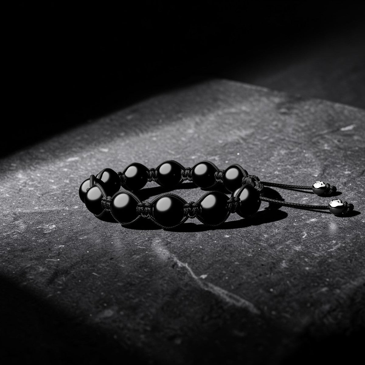 Schwarzes Onyx-Armband für Herren