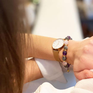 Miracle of Love | Labradorite-Rose Quartz-Amethyst Stunning Bracelet in Gold/Silver 10MM - CLUB EQUILIBRIUM