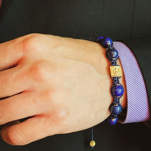 Signature Blue Lapis Lazuli Stone Macrame Bracelet in Gold and Silver | 10MM - CLUB EQUILIBRIUM