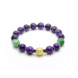 Purple Mystery | Premium Amethyst Bracelet With Green Jade in Gold | 10MM - CLUB EQUILIBRIUM