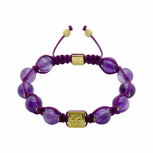 Simply Royal  - Amethyst Macrame Bead Bracelet in Gold | 10MM - CLUB EQUILIBRIUM