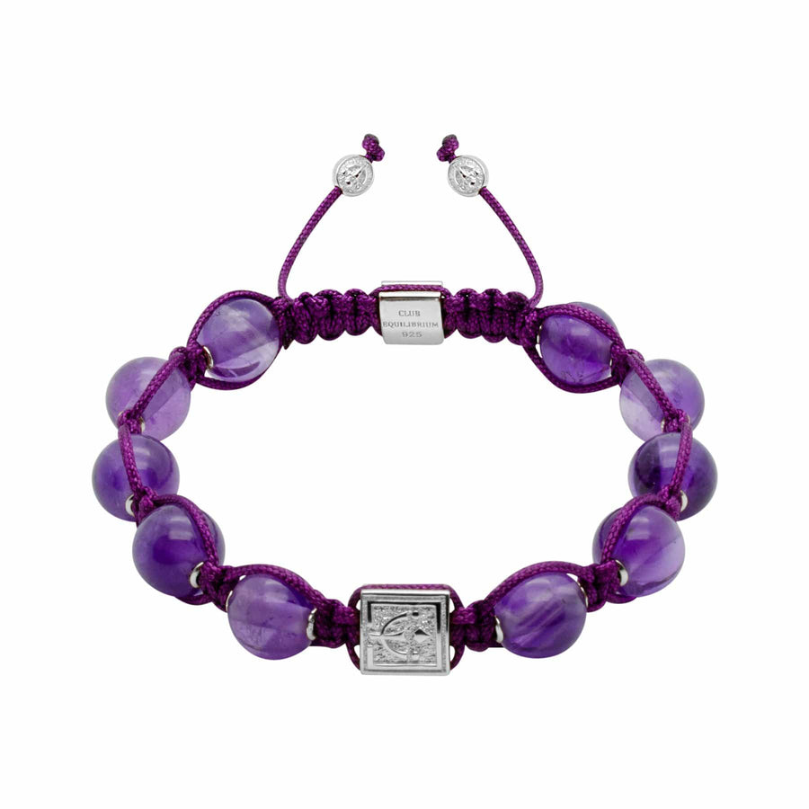 Simply Royal  - Amethyst Macrame Bead Bracelet in Gold | 10MM - CLUB EQUILIBRIUM