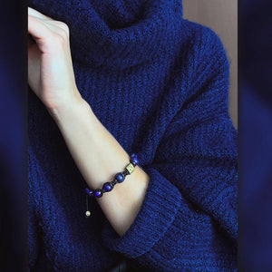 Signature Blue Lapis Lazuli Stone Macrame Bracelet in Gold and Silver | 10MM - CLUB EQUILIBRIUM