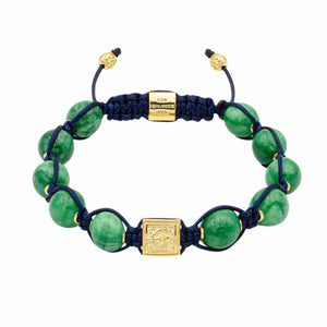 Premium Knotted Green Jade Bead Bracelet in Gold | 10MM - CLUB EQUILIBRIUM