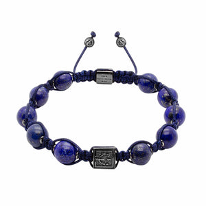 Signature Blue Lapis Lazuli Stone Macrame Bracelet in Gold and Silver | 10MM - CLUB EQUILIBRIUM