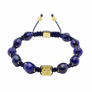 Signature Blue Lapis Lazuli Stone Macrame Bracelet in Gold and Silver | 10MM - CLUB EQUILIBRIUM