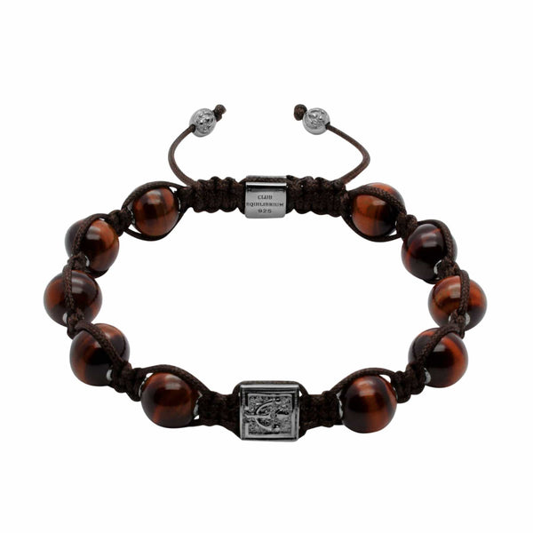 Signature Red Tiger Eye Macrame Bracelet in Gold/Silver/Rhodium | 10MM - CLUB EQUILIBRIUM