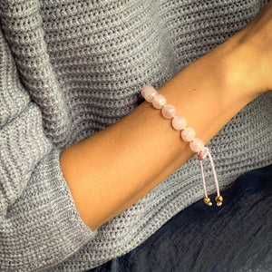 Love Magnet | Stunning Rose Quartz Bracelet in Gold/Silver | 10MM - CLUB EQUILIBRIUM