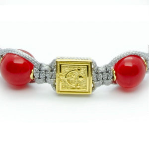 Ultimate Courage - Red Jade Stone Bead Bracelet in Gold | 10MM - CLUB EQUILIBRIUM
