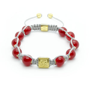 Ultimate Courage - Red Jade Stone Bead Bracelet in Gold | 10MM - CLUB EQUILIBRIUM