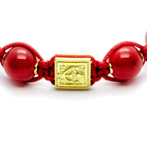 Ultimate Courage - Red Jade Stone Bead Bracelet in Gold | 10MM - CLUB EQUILIBRIUM