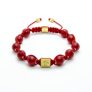 Ultimate Courage - Red Jade Stone Bead Bracelet in Gold | 10MM - CLUB EQUILIBRIUM