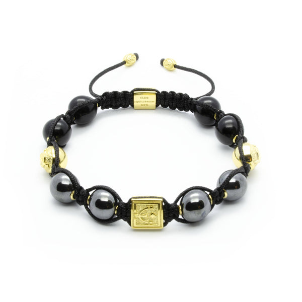 Signature Midnight - Powerful Hematite Bracelet With Onyx in Silver and Gold | 10MM - CLUB EQUILIBRIUM