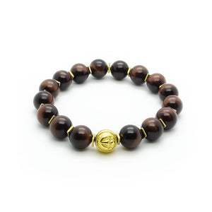 Ultimate Protection - Red Tiger’s Eye Stretch Bracelet in Gold | 10MM - CLUB EQUILIBRIUM