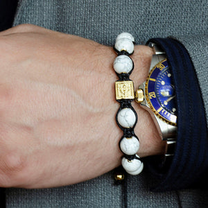 The Guardian - White Howlite Stone Bead Bracelet in 18K Gold/Silver | 10MM - CLUB EQUILIBRIUM