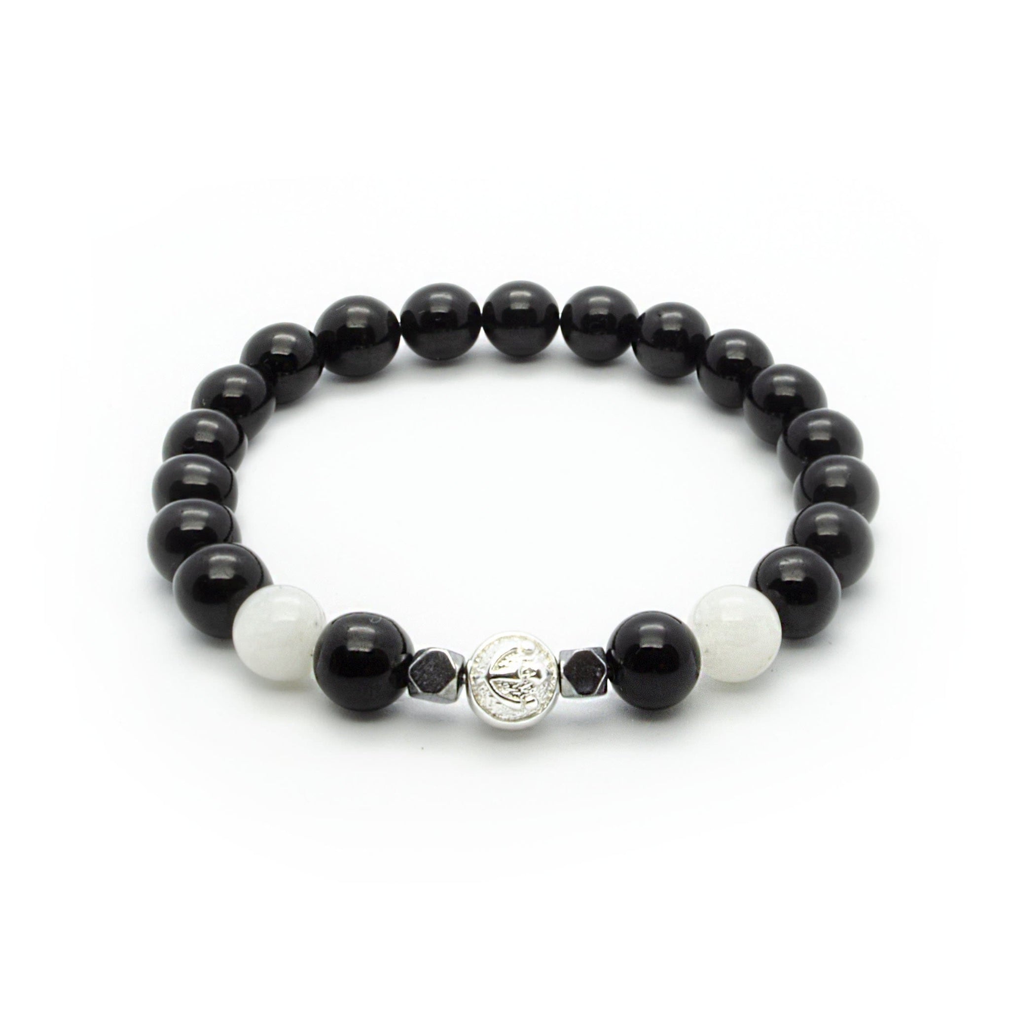 BLACK TOURMALINE & MOONSTONE Bracelet, Natural Healing Crystals Gemsto –  CelticSynergy