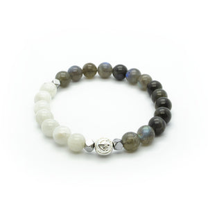 Premium Labradorite Wristband With White Moonstone, Hematite and Solid Silver | 8MM - CLUB EQUILIBRIUM