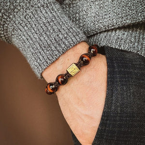 Signature Red Tiger Eye Macrame Bracelet in Gold/Silver/Rhodium | 10MM - CLUB EQUILIBRIUM