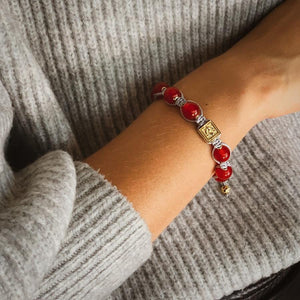 Ultimate Courage - Red Jade Stone Bead Bracelet in Gold | 10MM - CLUB EQUILIBRIUM