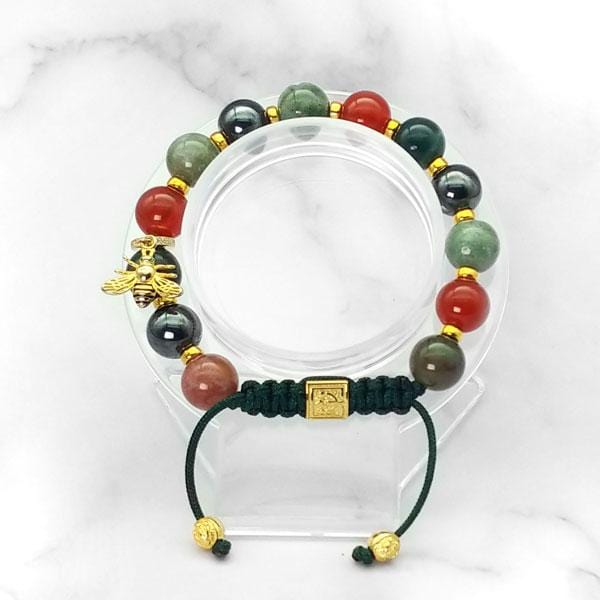 True Power | Signature Gold Bee Charm |  Agate- Carnelian - Hematite in Gold | 10MM - CLUB EQUILIBRIUM