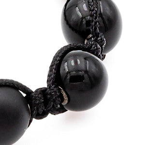 Black Onyx Signature Stone Bead Bracelet in Rhodium/Silver | 10MM - CLUB EQUILIBRIUM