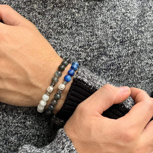 Premium Labradorite Wristband With White Moonstone, Hematite and Solid Silver | 8MM - CLUB EQUILIBRIUM