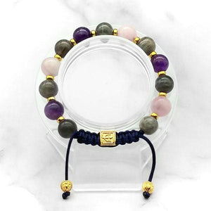 Miracle of Love | Labradorite-Rose Quartz-Amethyst Stunning Bracelet in Gold/Silver 10MM - CLUB EQUILIBRIUM