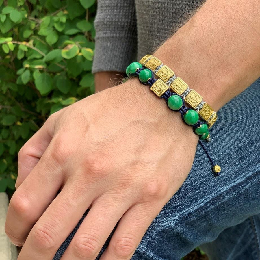 Premium Knotted Green Jade Bead Bracelet in Gold | 10MM - CLUB EQUILIBRIUM