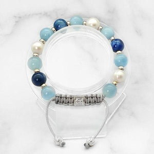 Ocean Wave | Aquamarine-Pearl-Kyanite Bracelet in Gold/Silver | 10MM - CLUB EQUILIBRIUM