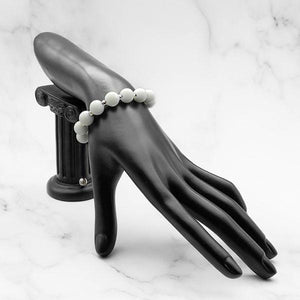 Touch of Heaven | White Jade Bracelet in Gold/Silver | 10MM - CLUB EQUILIBRIUM